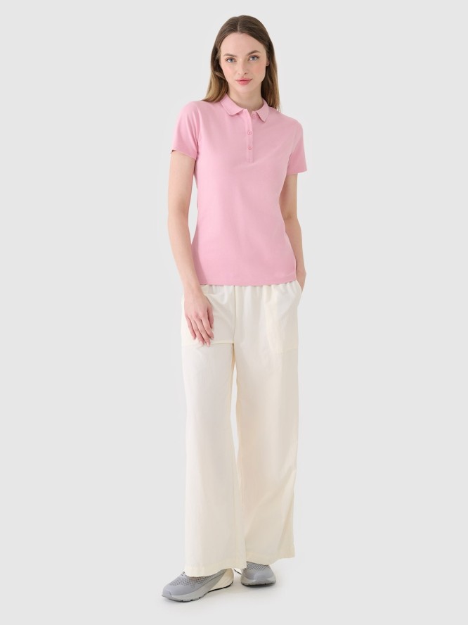 4F Koszulka polo slim damska - różowa M