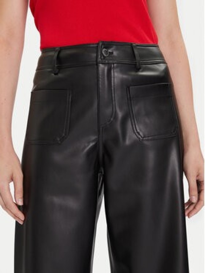 Morgan Spodnie z imitacji skóry 242-PCHOU Czarny Wide Leg