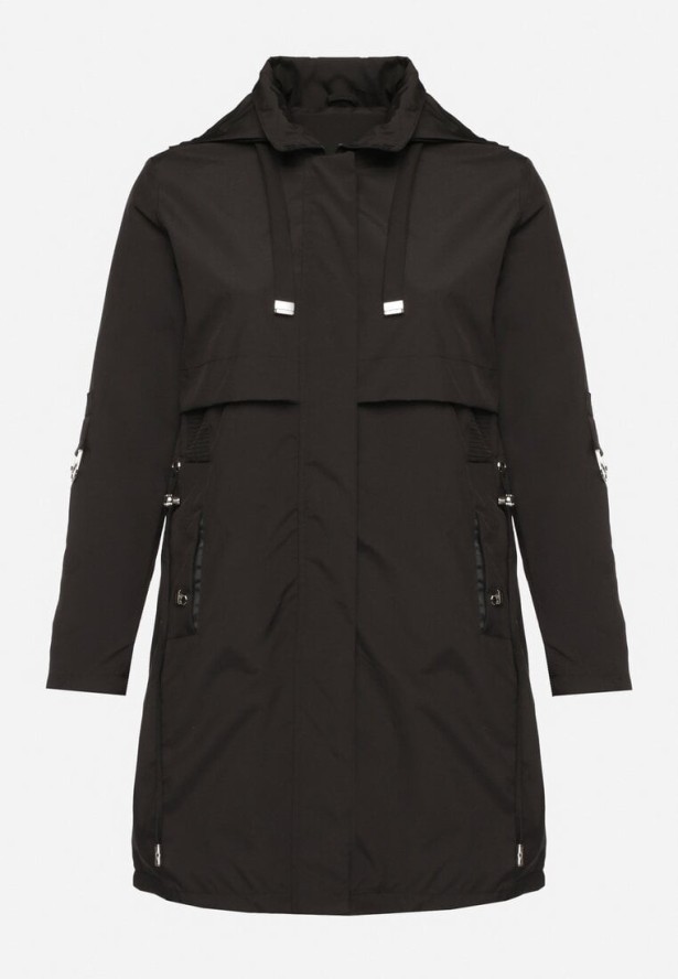 Czarna Kurtka Parka Taliowana Ohlina