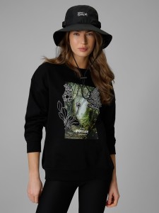 4F Bluza dresowa loose bez kaptura damska - czarna XS