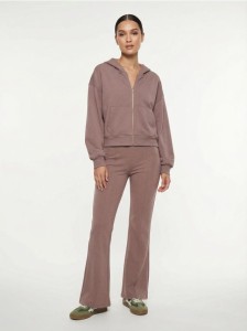 Rozpinana bluza soft touch z domieszką wiskozy - brązowy