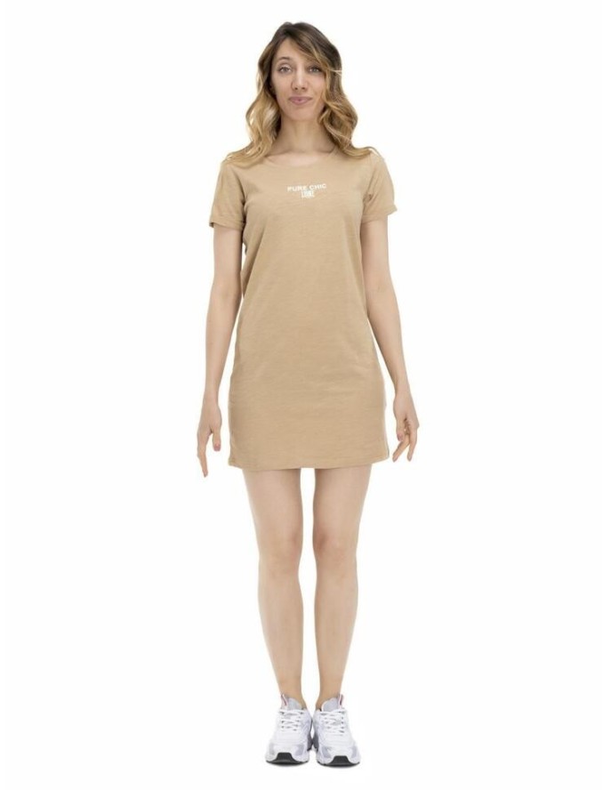 Damski T-shirt maxi w odcieniach ziemi