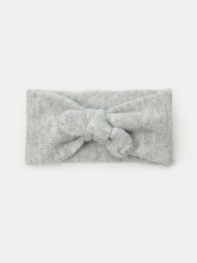 Opaska na głowę z dekoracyjnym splotem - szary
