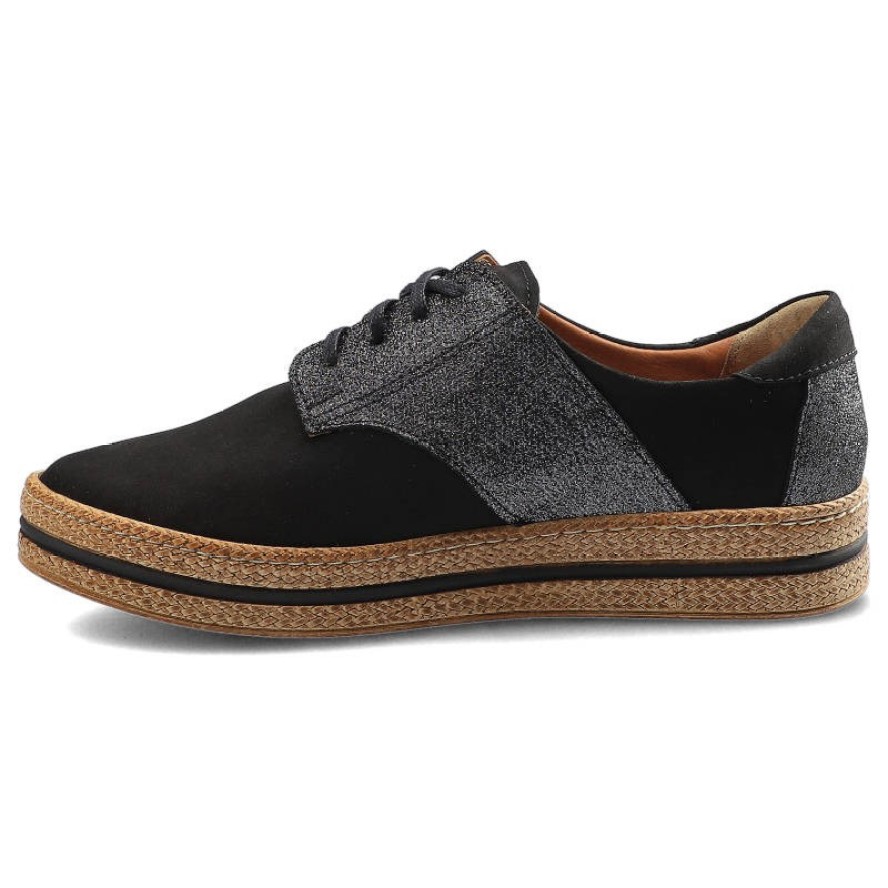 Półbuty damskie Lemar, z naturalnej skóry z miękką cholewką wsuwanym krojem i delikatnym wycięciem w przedniej części oraz elastyczną podeszwą, czarn