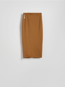 Spódnica midi z rozcięciem - brązowy