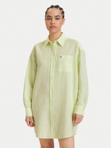 Tommy Jeans Sukienka koszulowa DW0DW22344 Zielony jasny Relaxed Fit