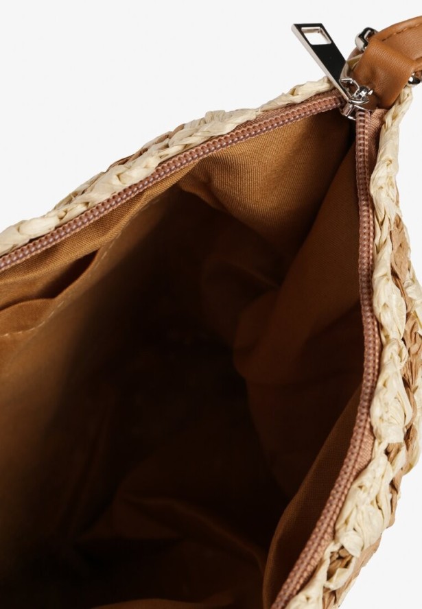 Beżowa Plażowa Torebka z Geometrycznym Wzorem Odilisse