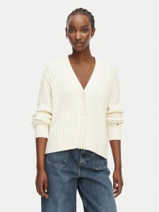 Tommy Hilfiger Kardigan WW0WW50078 Kremowy Relaxed Fit
