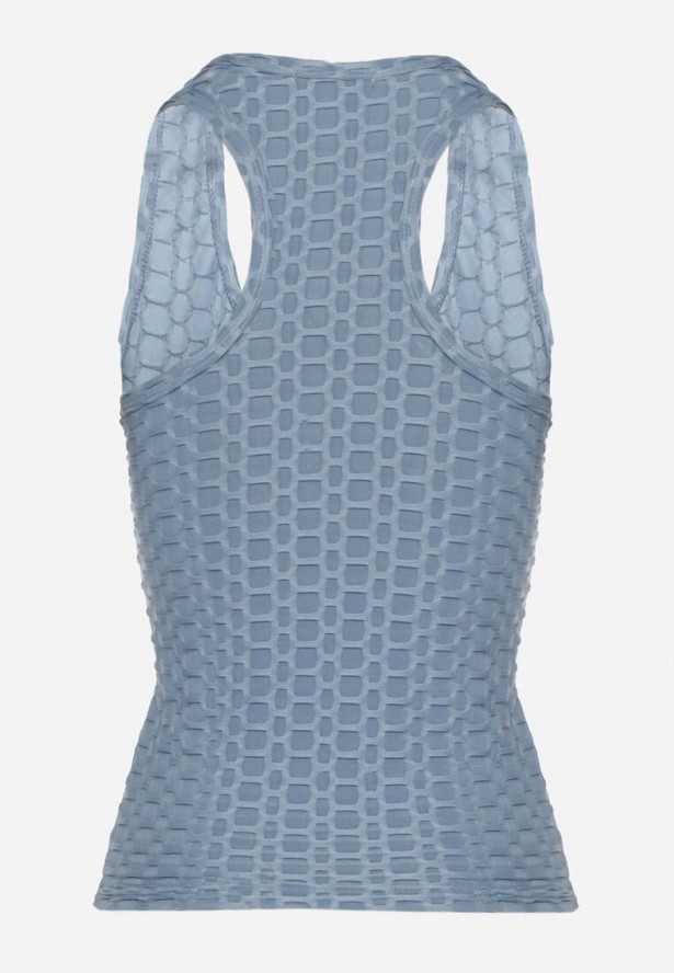 Granatowy Top z Drobnymi Tłoczeniami na Ramiączkach Zemrine