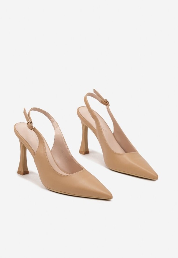 Brązowe Sandały na Obcasie Bez Pięty Dorinala