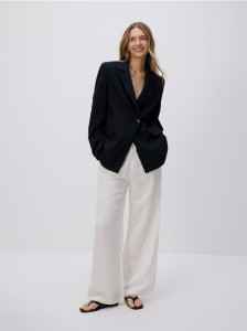 Jednorzędowa marynarka z wiskozą - granatowy