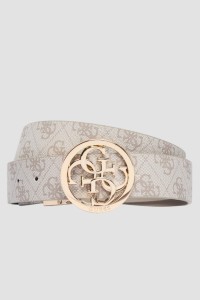 GUESS Kremowy dwustronny damski pasek w monogram Noelle REV H35, Rozmiar XS
