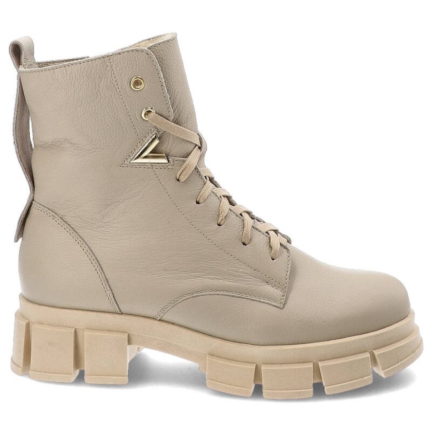 Beżowe Trzewiki Pollonus Modne Buty Damskie