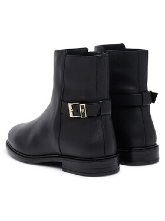 Tommy Hilfiger Botki Th Buckle Leather Ankle Boot FW0FW09486 Czarny