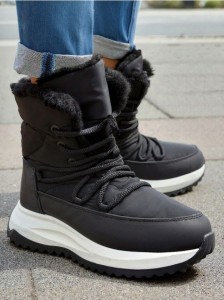 Botki ocieplane ze sztucznym futerkiem - czarny