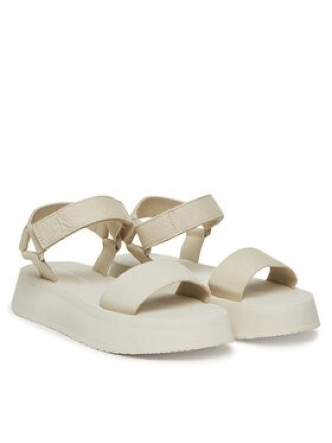 Calvin Klein Jeans Sandały Sandal Velcro Webbing Mg YW0YW01693 Écru