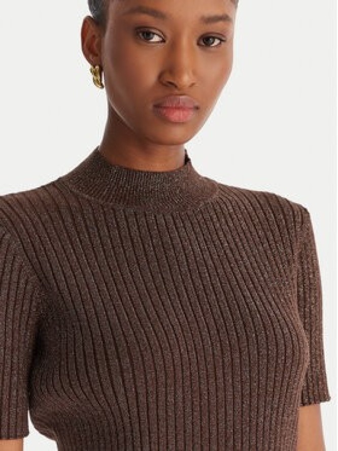 ACCESS FASHION Sweter 54-8046 Brązowy Slim Fit