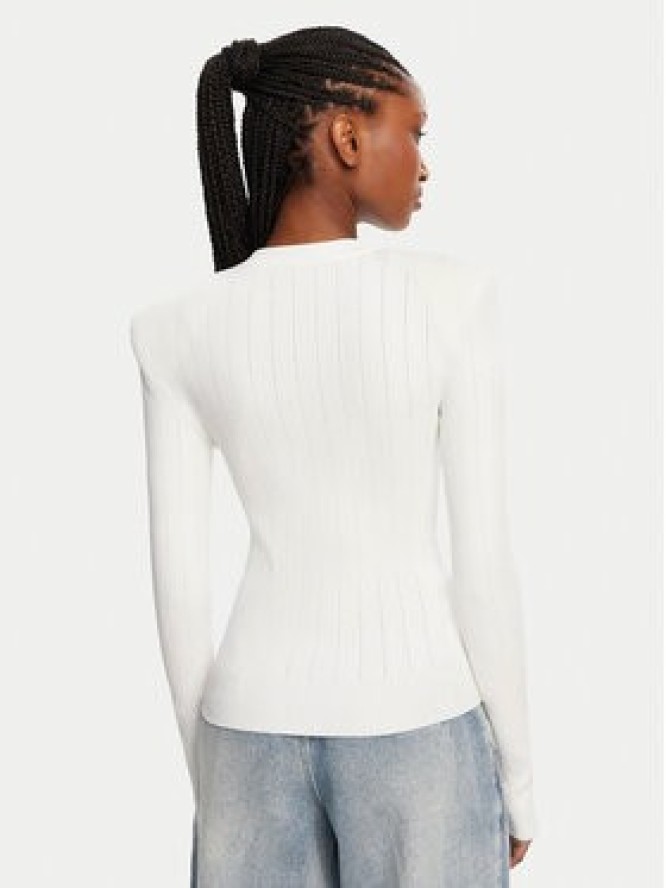 Balmain Sweter DF1KD001KB07 Biały Regular Fit