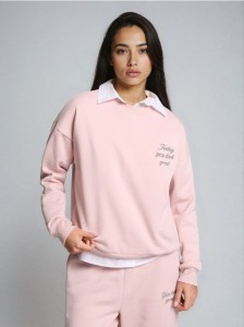 Bluza crewneck z napisem - różowy
