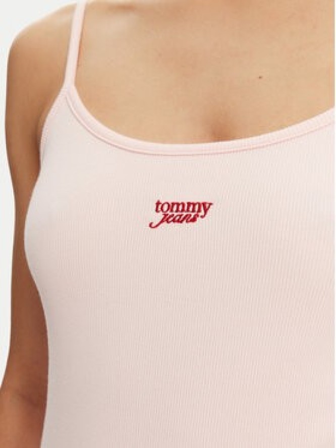 Tommy Jeans Sukienka letnia Script DW0DW20330 Różowy Slim Fit