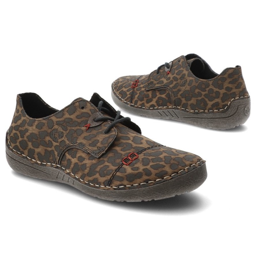 Brązowe Półbuty Rieker Wygodne Obuwie Damskie