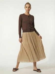 Plisowana spódnica midi - beżowy