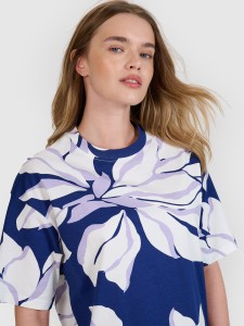 4F T-shirt oversize z nadrukiem damski - żółta M