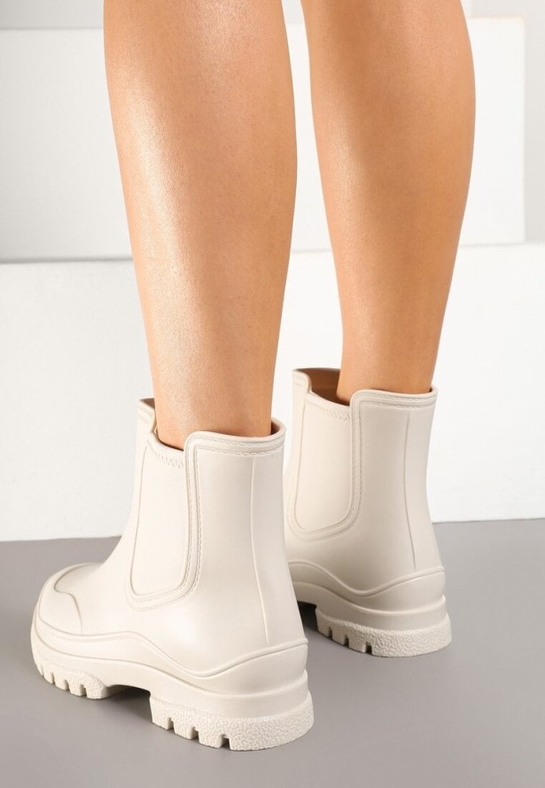 Beżowe Kalosze Typu Sztyblety Evellexia