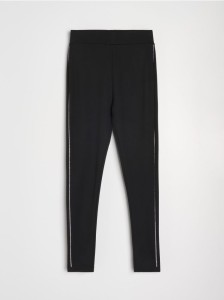 Legginsy z kryształkowym lampasem - czarny