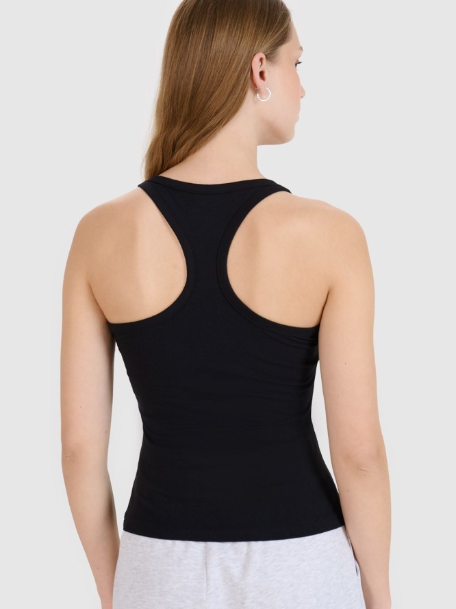 4F Top slim gładki damski - czarny XS