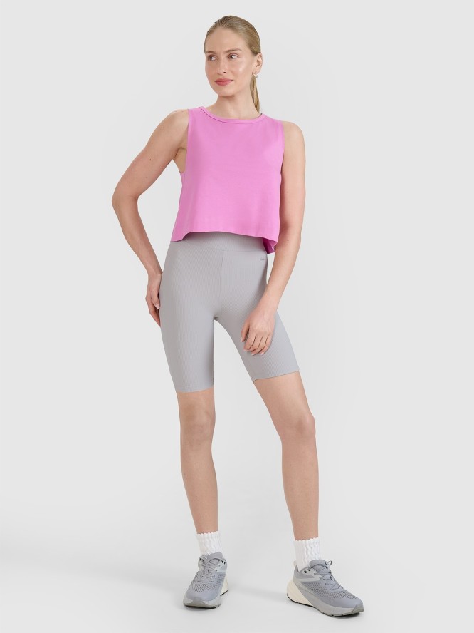 4F Top regular z nadrukiem damski - różowy XL