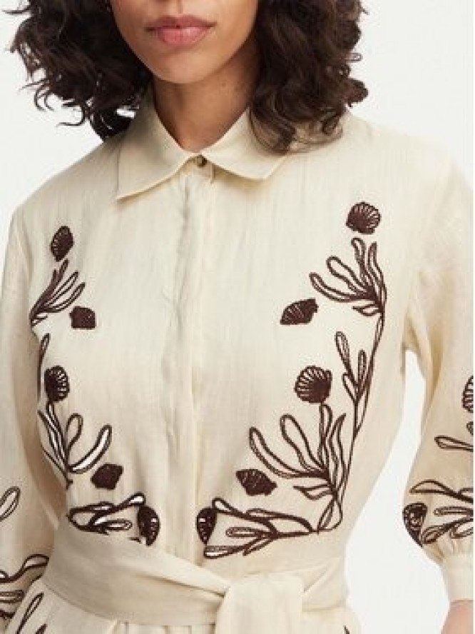 Marella Sukienka koszulowa Banda 2613221232 Beżowy Regular Fit
