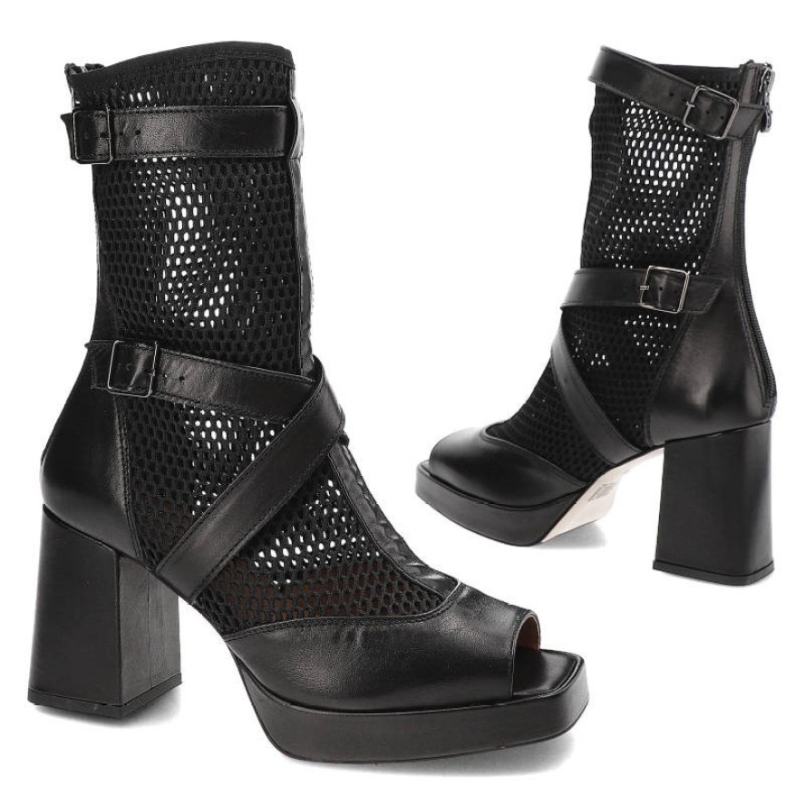 Czarne Botki Simen Stylowe Buty Damskie