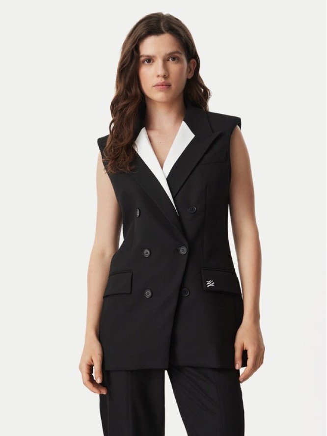 KARL LAGERFELD Kamizelka B3W14028 Czarny Relaxed Fit