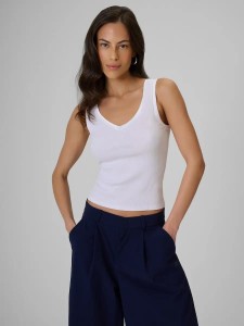 Top slim z prążkowanej dzianiny damsk 4F 4FRSS26TSLEF337