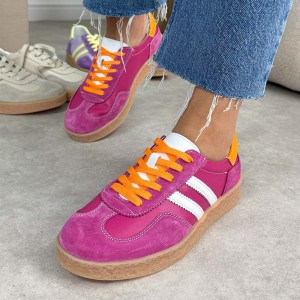 Fuksja skórzane półbuty damskie S.Barski 7059