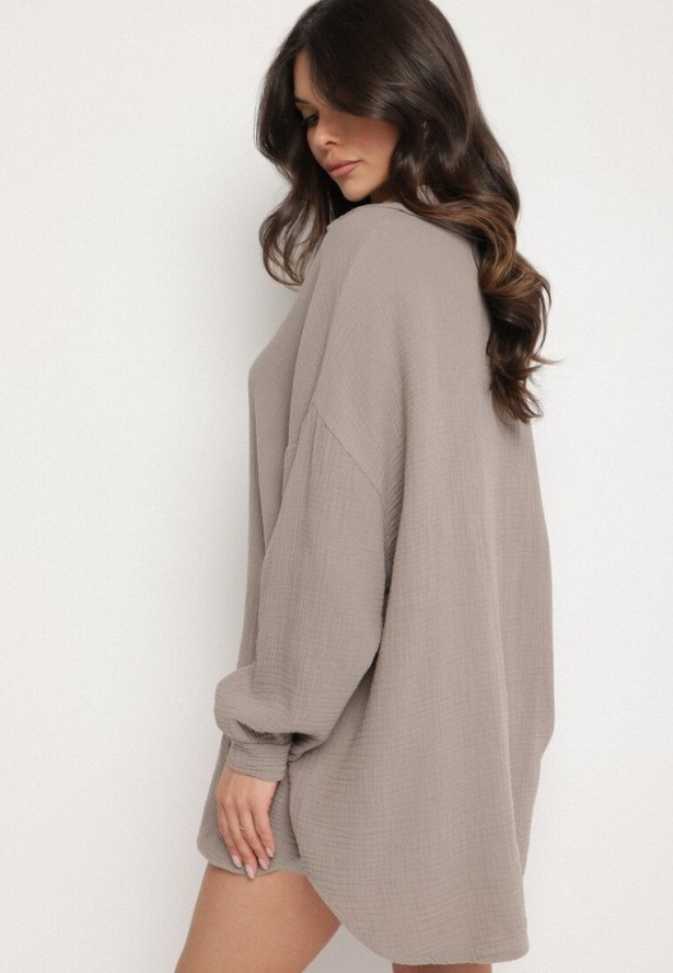 Beżowa Bawełniana Koszula Muślinowa Atelora