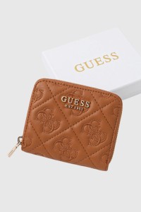 GUESS Brązowy mały portfel damski Adelasia