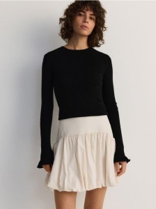 Spódnica mini typu bombka - złamana biel