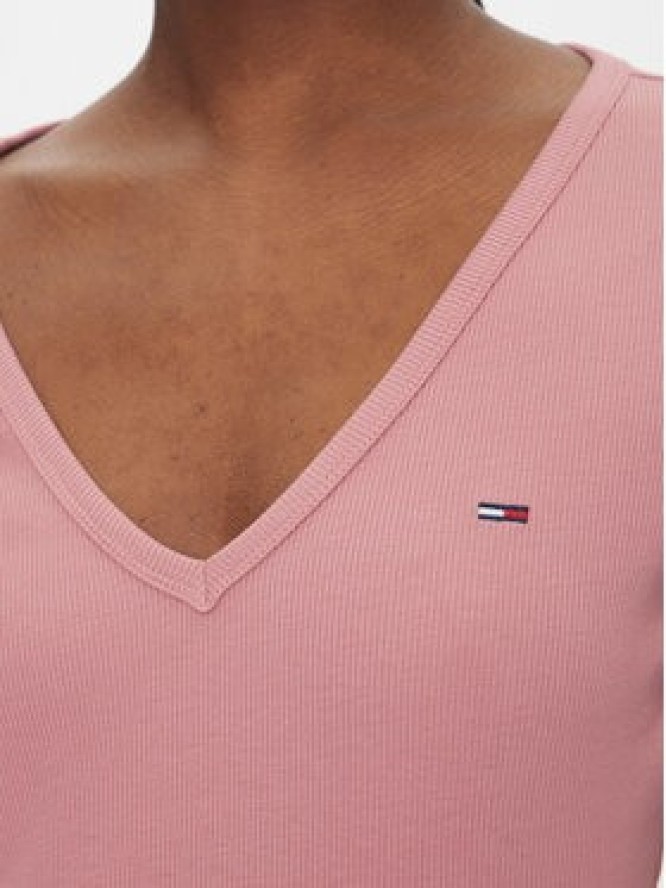 Tommy Jeans T-Shirt Essential DW0DW17385 Różowy Slim Fit