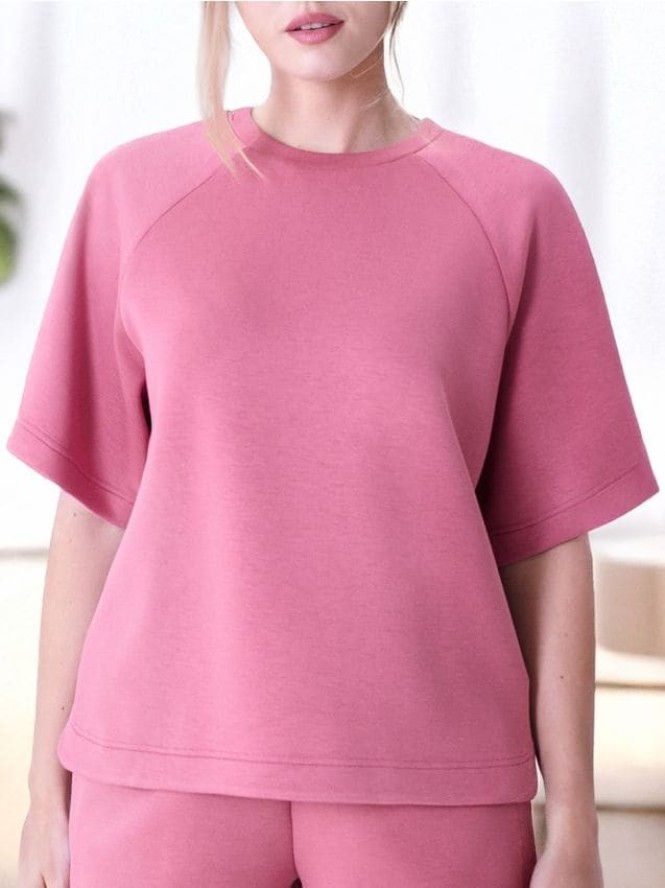 Bluza z krótkim rękawem soft touch - fioletowy