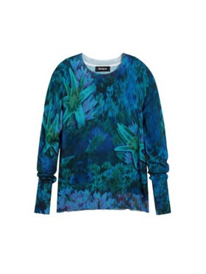 Desigual Sweter Suecia 26SWJF36 Niebieski Regular Fit