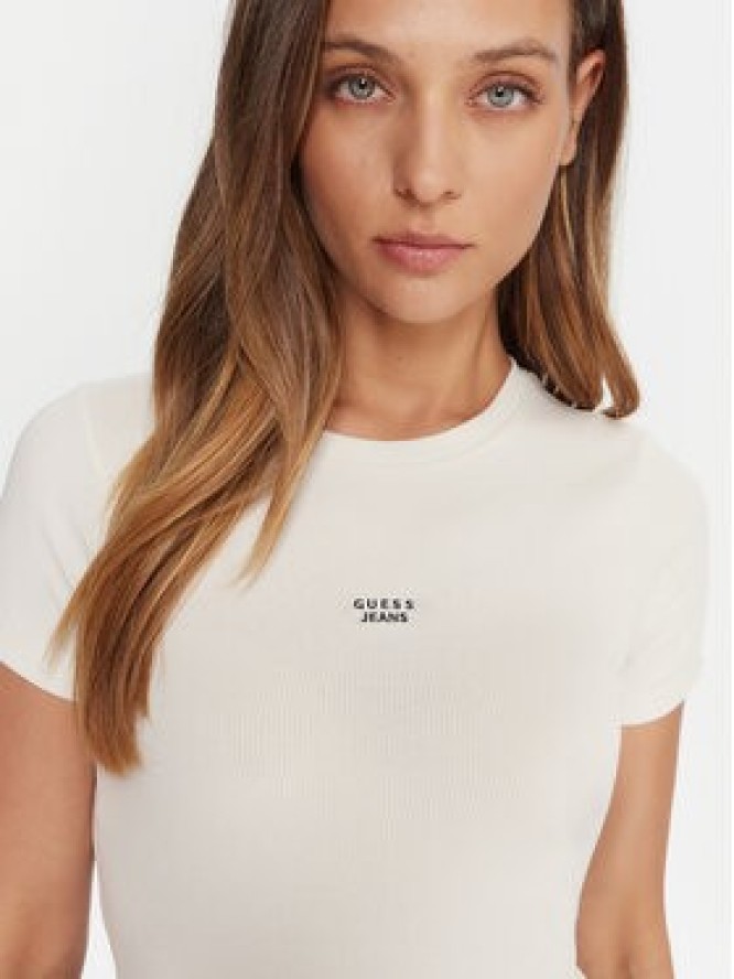 Guess Jeans T-Shirt W5BP45 KA0H1 Beżowy Slim Fit