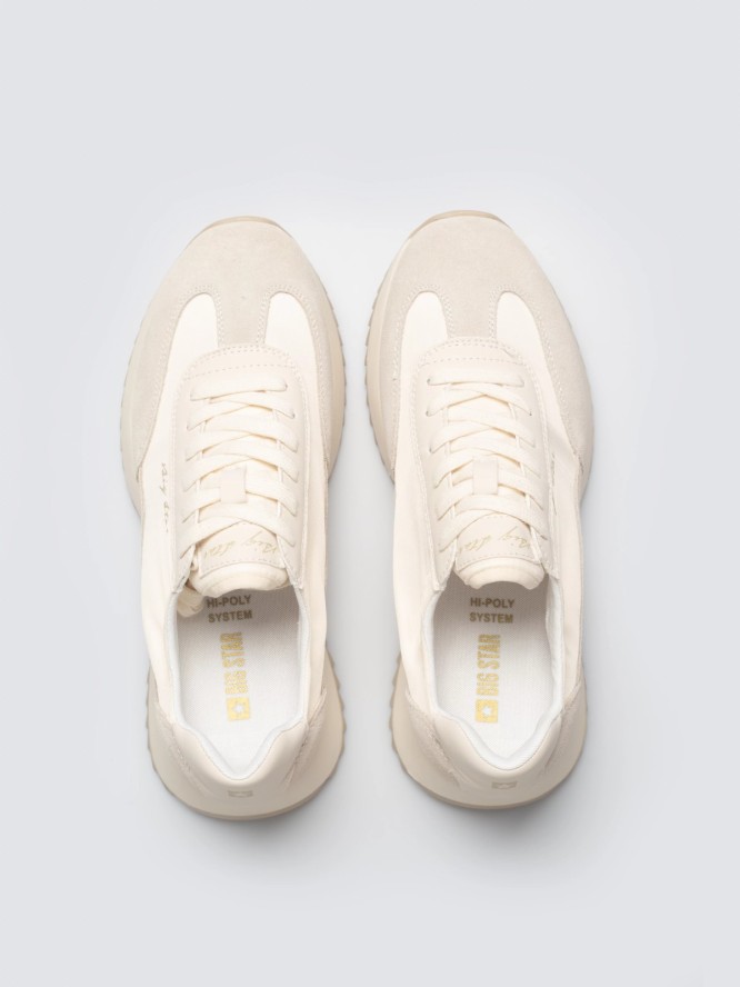 sneakersy damskie z zamszowymi wstawkami beżowe tt274512 801