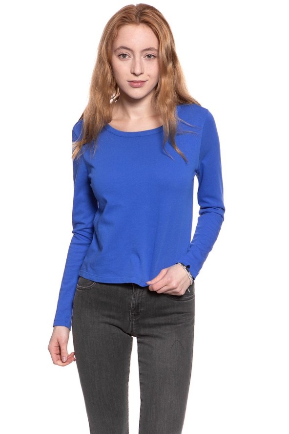 DAMSKI LONGSLEEVE WRANGLER B&Y LS CROP TEE NAUTICAL BLUE W722CF9V2 112130925