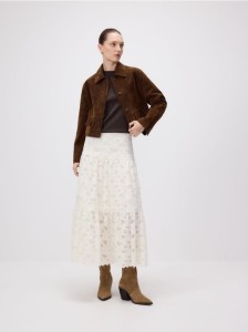 Spódnica z koronką - złamana biel