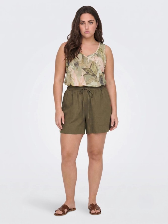 szorty damskie lniane khaki linami 303