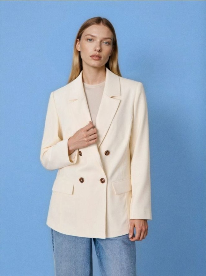 Żakiet dwurzędowy z rozcięciami z tyłu - żółty