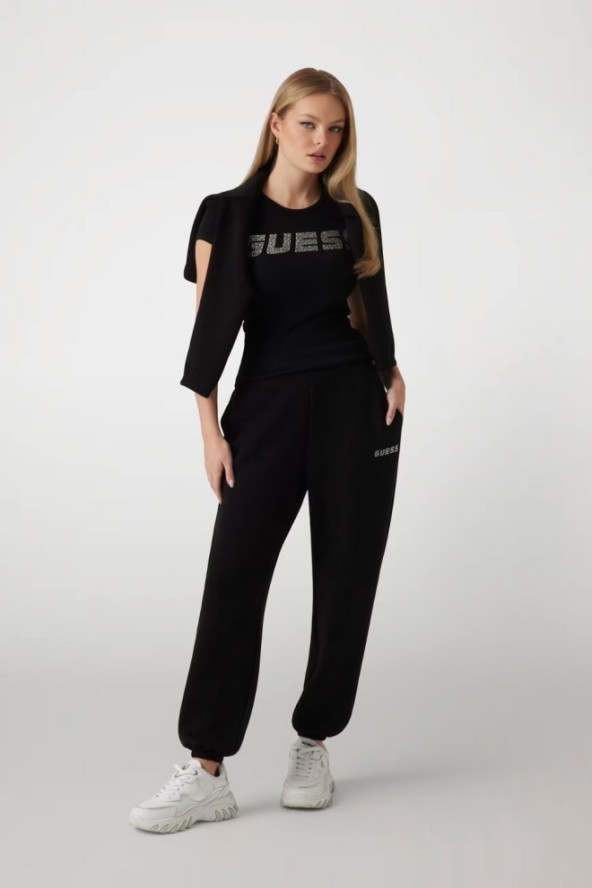 GUESS Czarny damski t-shirt Kiara, Rozmiar M