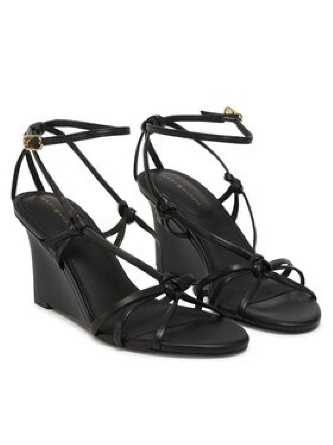 Tommy Hilfiger Sandały Leather Knots Wedge Sandal FW0FW08417 Czarny